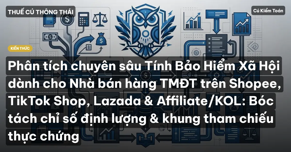 Phân tích chuyên sâu Tính Bảo Hiểm Xã Hội dành cho Nhà bán hàng TMĐT trên Shopee, TikTok Shop, Lazada & Affiliate/KOL: Bóc tách chỉ số định lượng & khung tham chiếu thực chứng