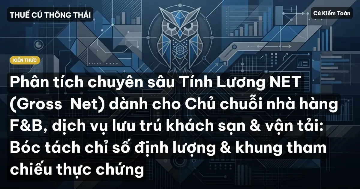Phân tích chuyên sâu Tính Lương NET (Gross→Net) dành cho Chủ chuỗi nhà hàng F&B, dịch vụ lưu trú khách sạn & vận tải: Bóc tách chỉ số định lượng & khung tham chiếu thực chứng
