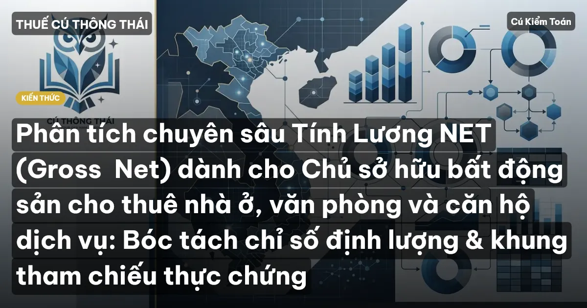 Phân tích chuyên sâu Tính Lương NET (Gross→Net) dành cho Chủ sở hữu bất động sản cho thuê nhà ở, văn phòng và căn hộ dịch vụ: Bóc tách chỉ số định lượng & khung tham chiếu thực chứng