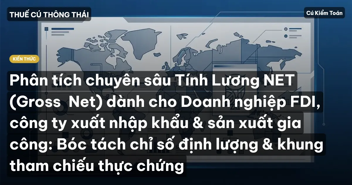 Phân tích chuyên sâu Tính Lương NET (Gross→Net) dành cho Doanh nghiệp FDI, công ty xuất nhập khẩu & sản xuất gia công: Bóc tách chỉ số định lượng & khung tham chiếu thực chứng