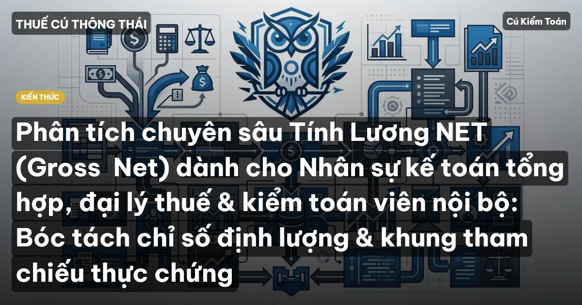 Phân tích chuyên sâu Tính Lương NET (Gross→Net) dành cho Nhân sự kế toán tổng hợp, đại lý thuế & kiểm toán viên nội bộ: Bóc tách chỉ số định lượng & khung tham chiếu thực chứng
