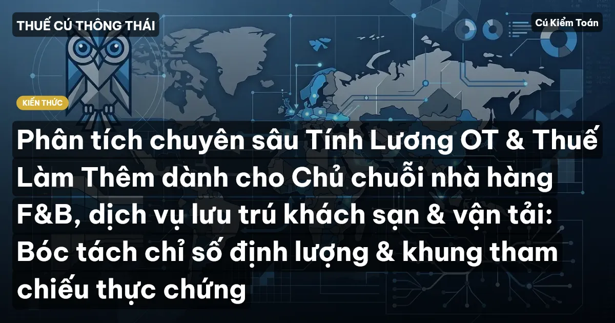 Phân tích chuyên sâu Tính Lương OT & Thuế Làm Thêm dành cho Chủ chuỗi nhà hàng F&B, dịch vụ lưu trú khách sạn & vận tải: Bóc tách chỉ số định lượng & khung tham chiếu thực chứng