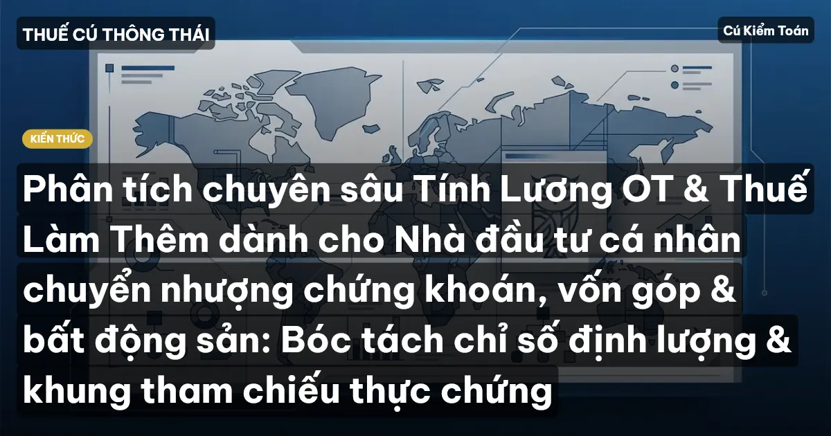 Phân tích chuyên sâu Tính Lương OT & Thuế Làm Thêm dành cho Nhà đầu tư cá nhân chuyển nhượng chứng khoán, vốn góp & bất động sản: Bóc tách chỉ số định lượng & khung tham chiếu thực chứng