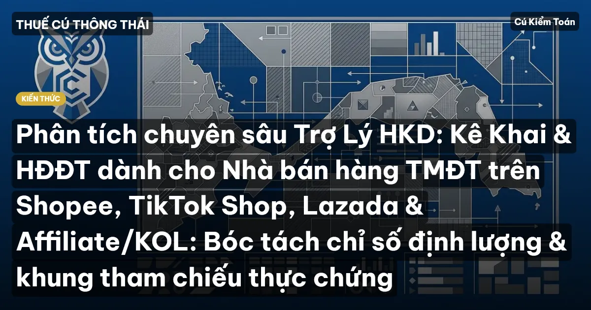 Phân tích chuyên sâu Trợ Lý HKD: Kê Khai & HĐĐT dành cho Nhà bán hàng TMĐT trên Shopee, TikTok Shop, Lazada & Affiliate/KOL: Bóc tách chỉ số định lượng & khung tham chiếu thực chứng