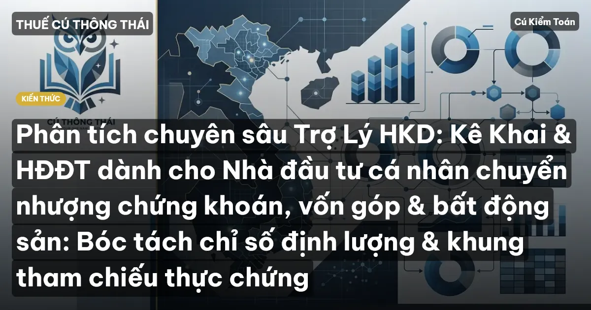 Phân tích chuyên sâu Trợ Lý HKD: Kê Khai & HĐĐT dành cho Nhà đầu tư cá nhân chuyển nhượng chứng khoán, vốn góp & bất động sản: Bóc tách chỉ số định lượng & khung tham chiếu thực chứng