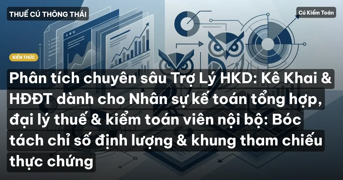 Phân tích chuyên sâu Trợ Lý HKD: Kê Khai & HĐĐT dành cho Nhân sự kế toán tổng hợp, đại lý thuế & kiểm toán viên nội bộ: Bóc tách chỉ số định lượng & khung tham chiếu thực chứng