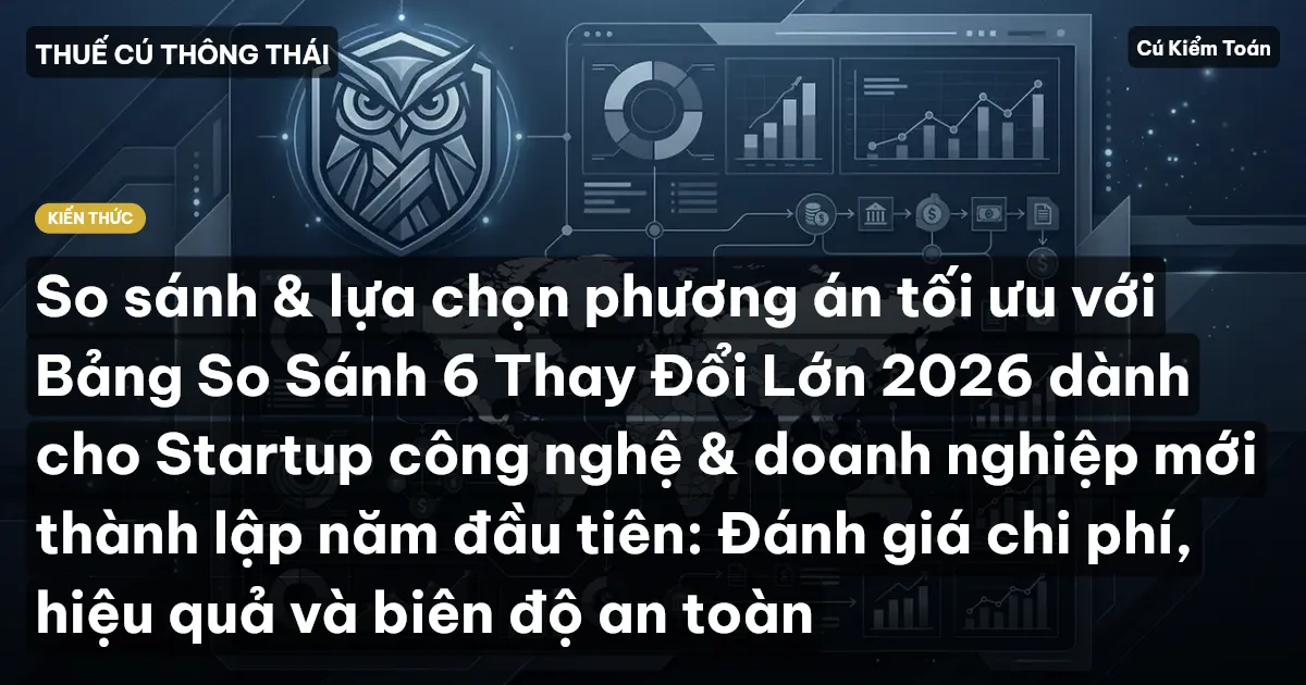 So sánh & lựa chọn phương án tối ưu với Bảng So Sánh 6 Thay Đổi Lớn 2026 dành cho Startup công nghệ & doanh nghiệp mới thành lập năm đầu tiên: Đánh giá chi phí, hiệu quả và biên độ an toàn