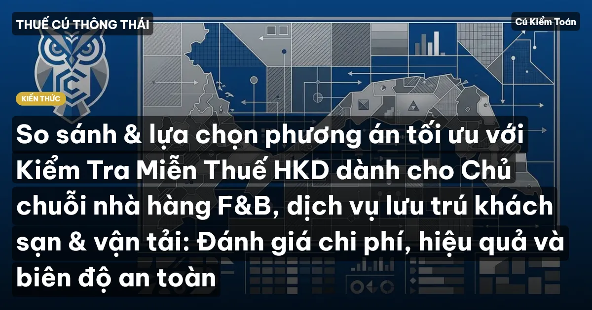 So sánh & lựa chọn phương án tối ưu với Kiểm Tra Miễn Thuế HKD dành cho Chủ chuỗi nhà hàng F&B, dịch vụ lưu trú khách sạn & vận tải: Đánh giá chi phí, hiệu quả và biên độ an toàn