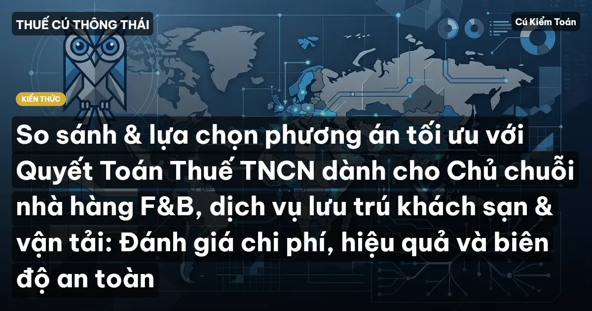 So sánh & lựa chọn phương án tối ưu với Quyết Toán Thuế TNCN dành cho Chủ chuỗi nhà hàng F&B, dịch vụ lưu trú khách sạn & vận tải: Đánh giá chi phí, hiệu quả và biên độ an toàn