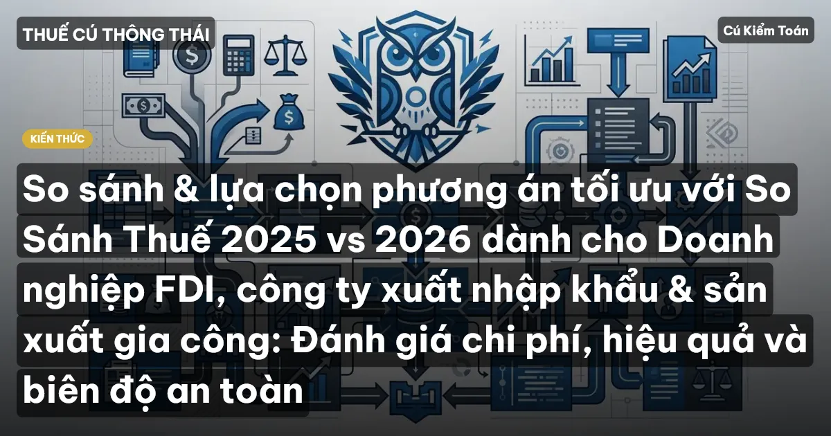 So sánh & lựa chọn phương án tối ưu với So Sánh Thuế 2025 vs 2026 dành cho Doanh nghiệp FDI, công ty xuất nhập khẩu & sản xuất gia công: Đánh giá chi phí, hiệu quả và biên độ an toàn