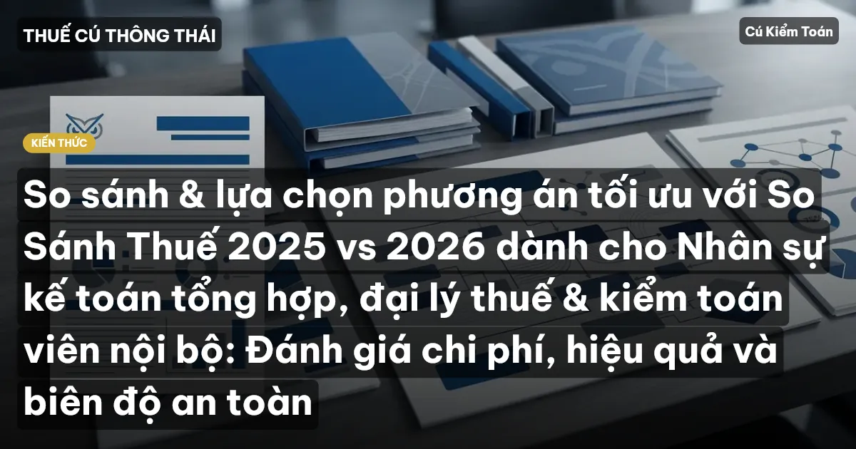 So sánh & lựa chọn phương án tối ưu với So Sánh Thuế 2025 vs 2026 dành cho Nhân sự kế toán tổng hợp, đại lý thuế & kiểm toán viên nội bộ: Đánh giá chi phí, hiệu quả và biên độ an toàn