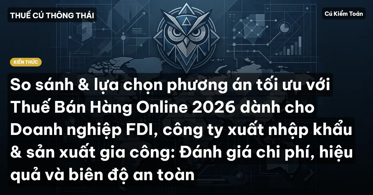 So sánh & lựa chọn phương án tối ưu với Thuế Bán Hàng Online 2026 dành cho Doanh nghiệp FDI, công ty xuất nhập khẩu & sản xuất gia công: Đánh giá chi phí, hiệu quả và biên độ an toàn