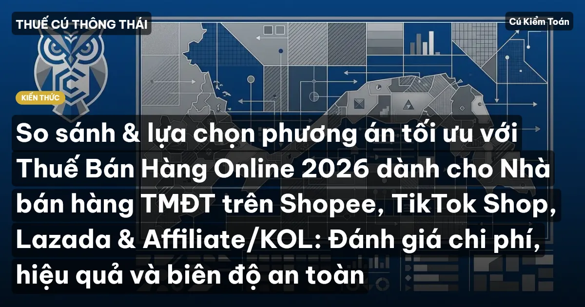 So sánh & lựa chọn phương án tối ưu với Thuế Bán Hàng Online 2026 dành cho Nhà bán hàng TMĐT trên Shopee, TikTok Shop, Lazada & Affiliate/KOL: Đánh giá chi phí, hiệu quả và biên độ an toàn