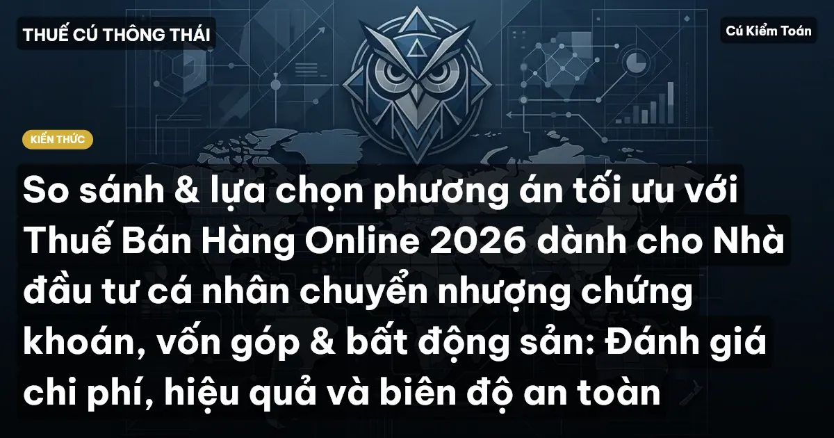 So sánh & lựa chọn phương án tối ưu với Thuế Bán Hàng Online 2026 dành cho Nhà đầu tư cá nhân chuyển nhượng chứng khoán, vốn góp & bất động sản: Đánh giá chi phí, hiệu quả và biên độ an toàn
