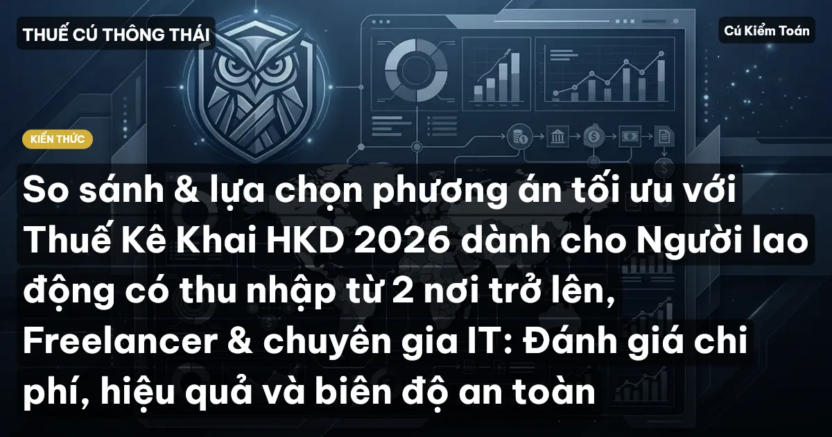 So sánh & lựa chọn phương án tối ưu với Thuế Kê Khai HKD 2026 dành cho Người lao động có thu nhập từ 2 nơi trở lên, Freelancer & chuyên gia IT: Đánh giá chi phí, hiệu quả và biên độ an toàn
