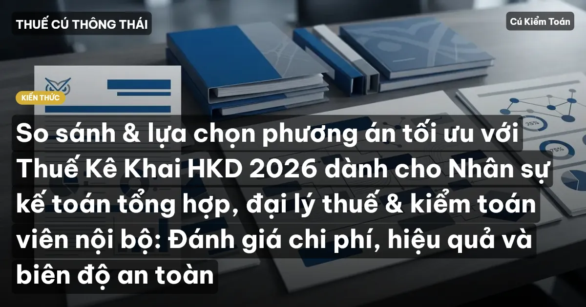 So sánh & lựa chọn phương án tối ưu với Thuế Kê Khai HKD 2026 dành cho Nhân sự kế toán tổng hợp, đại lý thuế & kiểm toán viên nội bộ: Đánh giá chi phí, hiệu quả và biên độ an toàn