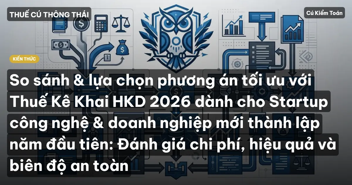 So sánh & lựa chọn phương án tối ưu với Thuế Kê Khai HKD 2026 dành cho Startup công nghệ & doanh nghiệp mới thành lập năm đầu tiên: Đánh giá chi phí, hiệu quả và biên độ an toàn