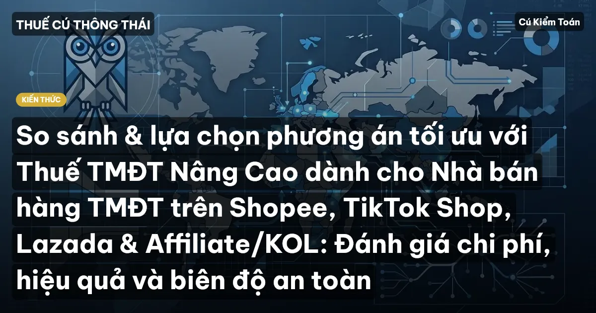 So sánh & lựa chọn phương án tối ưu với Thuế TMĐT Nâng Cao dành cho Nhà bán hàng TMĐT trên Shopee, TikTok Shop, Lazada & Affiliate/KOL: Đánh giá chi phí, hiệu quả và biên độ an toàn