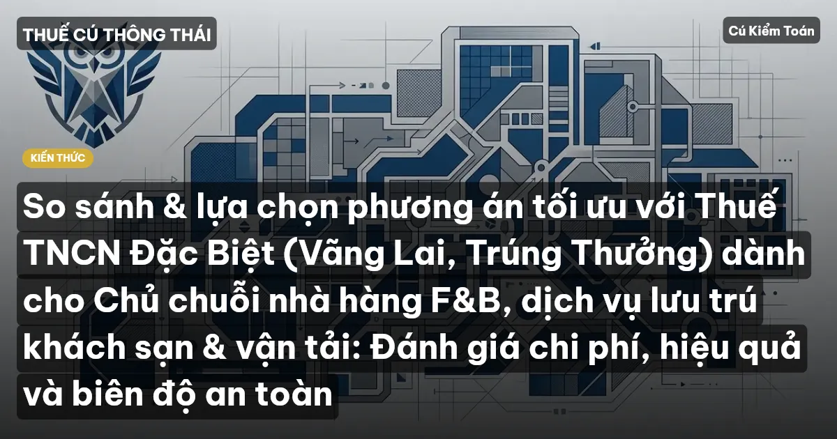 So sánh & lựa chọn phương án tối ưu với Thuế TNCN Đặc Biệt (Vãng Lai, Trúng Thưởng) dành cho Chủ chuỗi nhà hàng F&B, dịch vụ lưu trú khách sạn & vận tải: Đánh giá chi phí, hiệu quả và biên độ an toàn