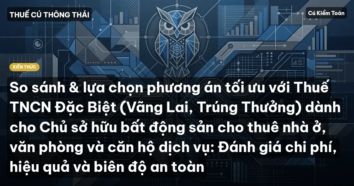 So sánh & lựa chọn phương án tối ưu với Thuế TNCN Đặc Biệt (Vãng Lai, Trúng Thưởng) dành cho Chủ sở hữu bất động sản cho thuê nhà ở, văn phòng và căn hộ dịch vụ: Đánh giá chi phí, hiệu quả và biên độ an toàn