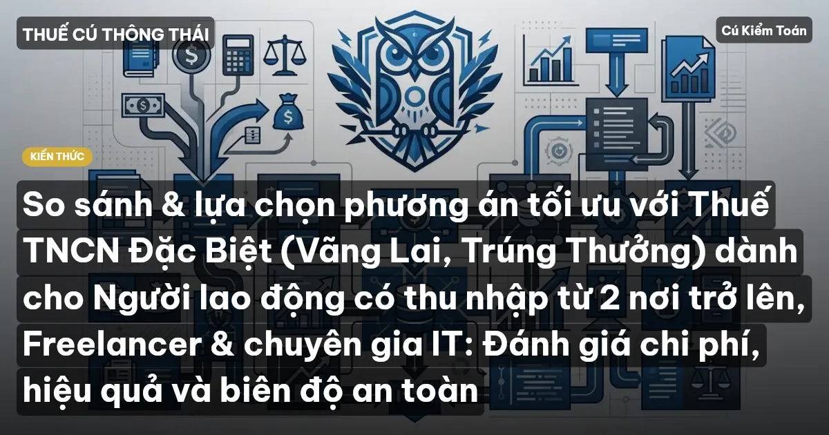 So sánh & lựa chọn phương án tối ưu với Thuế TNCN Đặc Biệt (Vãng Lai, Trúng Thưởng) dành cho Người lao động có thu nhập từ 2 nơi trở lên, Freelancer & chuyên gia IT: Đánh giá chi phí, hiệu quả và biên độ an toàn