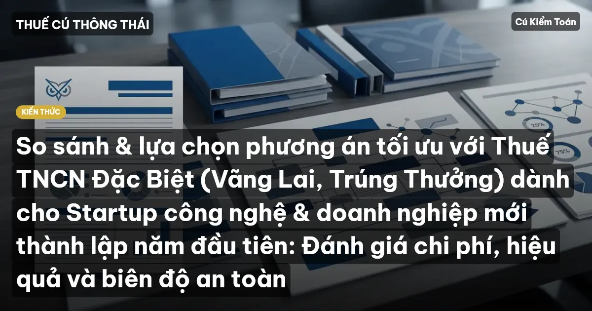 So sánh & lựa chọn phương án tối ưu với Thuế TNCN Đặc Biệt (Vãng Lai, Trúng Thưởng) dành cho Startup công nghệ & doanh nghiệp mới thành lập năm đầu tiên: Đánh giá chi phí, hiệu quả và biên độ an toàn