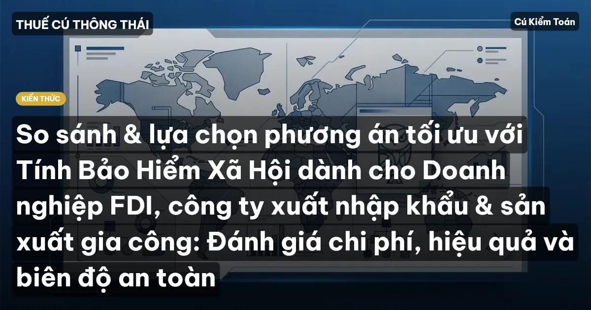 So sánh & lựa chọn phương án tối ưu với Tính Bảo Hiểm Xã Hội dành cho Doanh nghiệp FDI, công ty xuất nhập khẩu & sản xuất gia công: Đánh giá chi phí, hiệu quả và biên độ an toàn