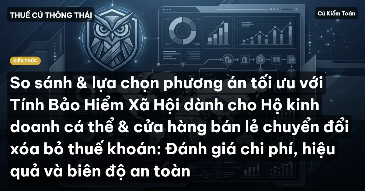 So sánh & lựa chọn phương án tối ưu với Tính Bảo Hiểm Xã Hội dành cho Hộ kinh doanh cá thể & cửa hàng bán lẻ chuyển đổi xóa bỏ thuế khoán: Đánh giá chi phí, hiệu quả và biên độ an toàn