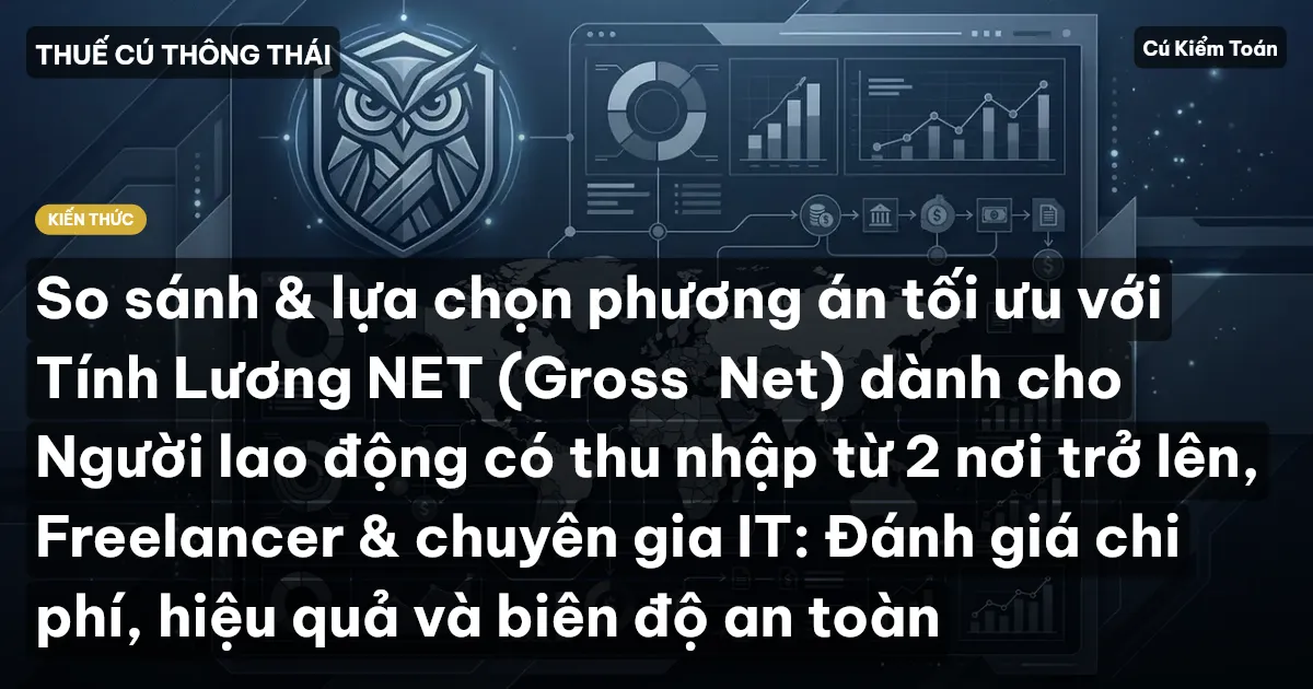 So sánh & lựa chọn phương án tối ưu với Tính Lương NET (Gross→Net) dành cho Người lao động có thu nhập từ 2 nơi trở lên, Freelancer & chuyên gia IT: Đánh giá chi phí, hiệu quả và biên độ an toàn