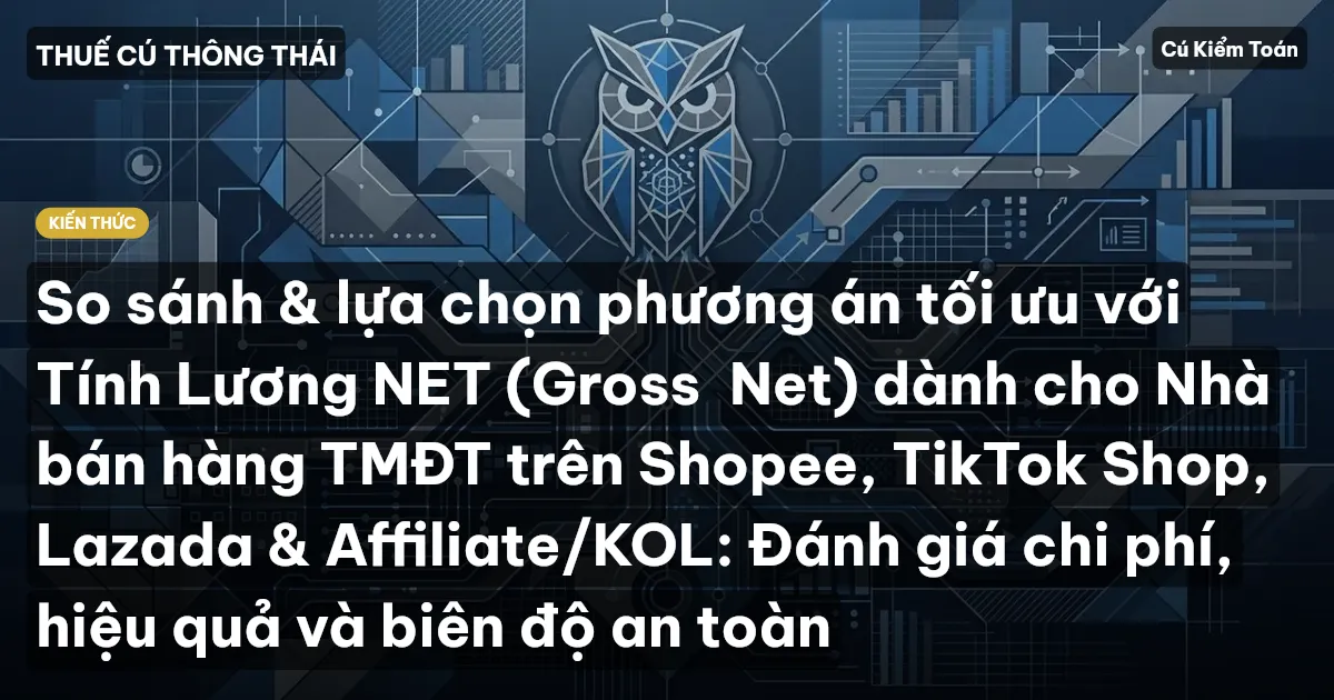 So sánh & lựa chọn phương án tối ưu với Tính Lương NET (Gross→Net) dành cho Nhà bán hàng TMĐT trên Shopee, TikTok Shop, Lazada & Affiliate/KOL: Đánh giá chi phí, hiệu quả và biên độ an toàn