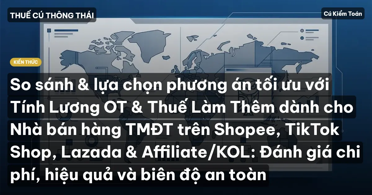 So sánh & lựa chọn phương án tối ưu với Tính Lương OT & Thuế Làm Thêm dành cho Nhà bán hàng TMĐT trên Shopee, TikTok Shop, Lazada & Affiliate/KOL: Đánh giá chi phí, hiệu quả và biên độ an toàn
