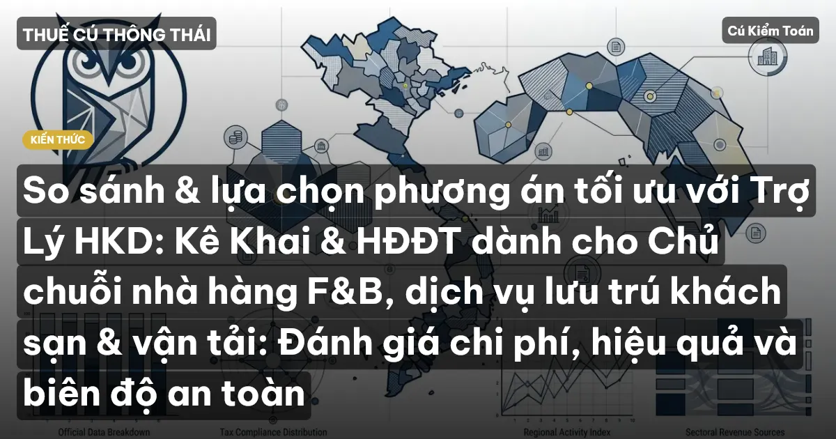 So sánh & lựa chọn phương án tối ưu với Trợ Lý HKD: Kê Khai & HĐĐT dành cho Chủ chuỗi nhà hàng F&B, dịch vụ lưu trú khách sạn & vận tải: Đánh giá chi phí, hiệu quả và biên độ an toàn