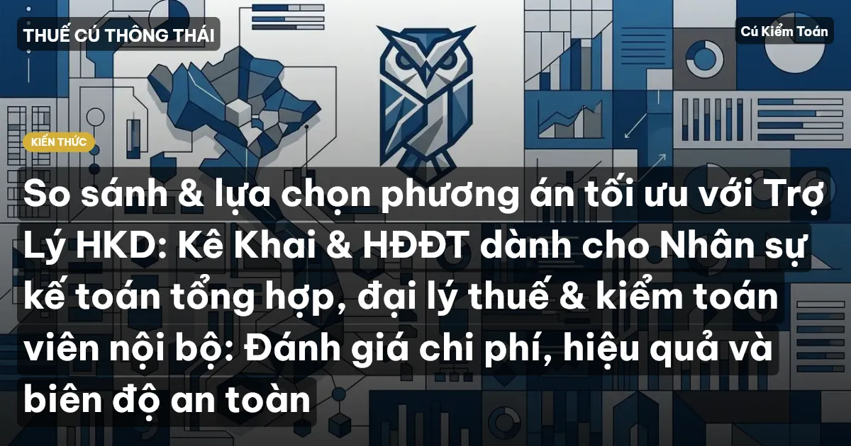So sánh & lựa chọn phương án tối ưu với Trợ Lý HKD: Kê Khai & HĐĐT dành cho Nhân sự kế toán tổng hợp, đại lý thuế & kiểm toán viên nội bộ: Đánh giá chi phí, hiệu quả và biên độ an toàn