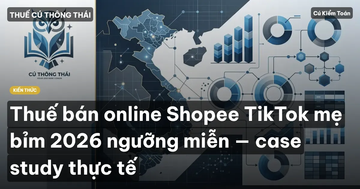 Thuế bán online Shopee TikTok mẹ bỉm 2026 ngưỡng miễn — case study thực tế