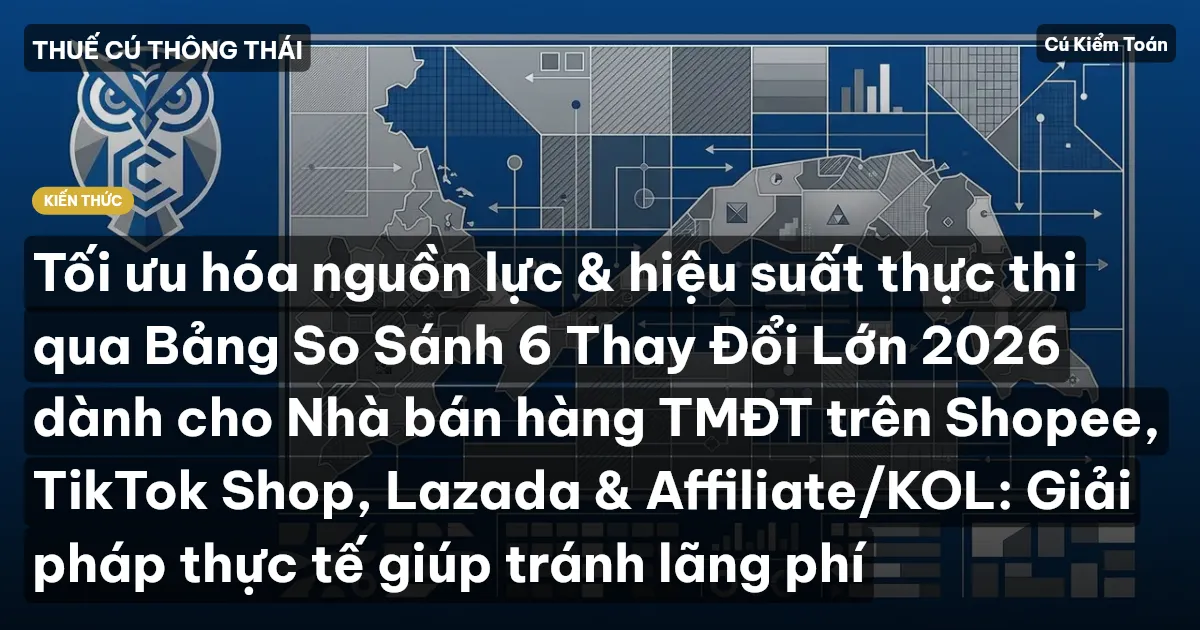 Tối ưu hóa nguồn lực & hiệu suất thực thi qua Bảng So Sánh 6 Thay Đổi Lớn 2026 dành cho Nhà bán hàng TMĐT trên Shopee, TikTok Shop, Lazada & Affiliate/KOL: Giải pháp thực tế giúp tránh lãng phí