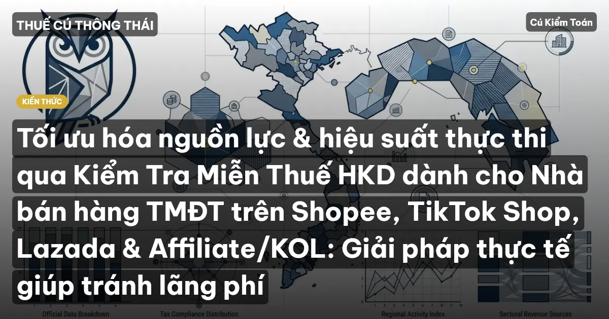 Tối ưu hóa nguồn lực & hiệu suất thực thi qua Kiểm Tra Miễn Thuế HKD dành cho Nhà bán hàng TMĐT trên Shopee, TikTok Shop, Lazada & Affiliate/KOL: Giải pháp thực tế giúp tránh lãng phí