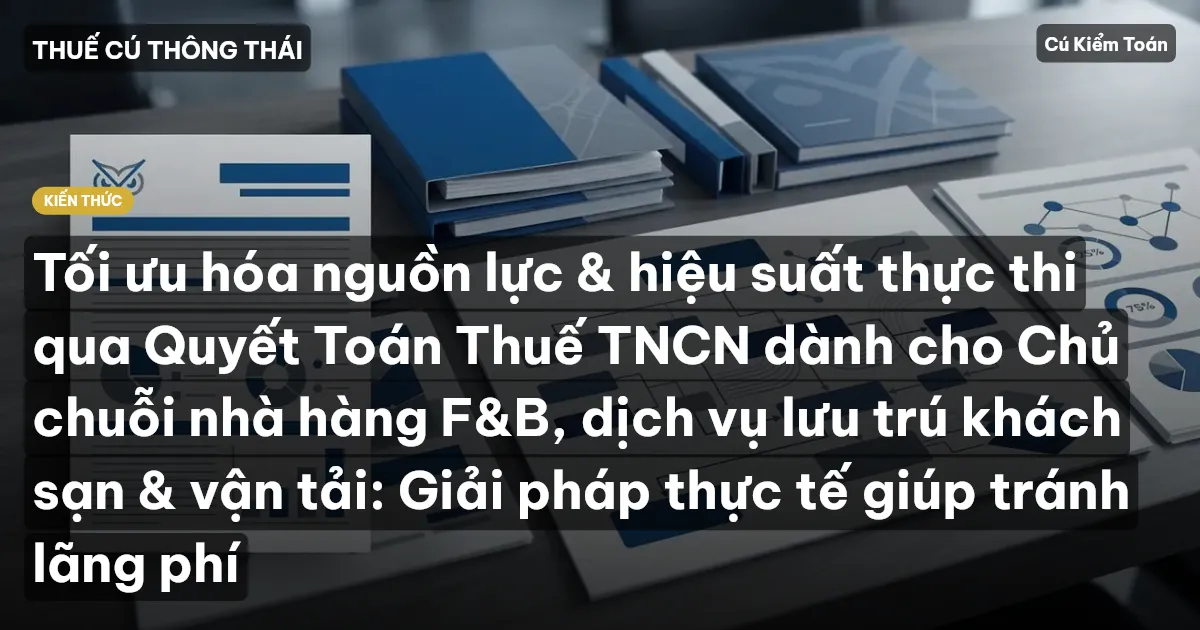 Tối ưu hóa nguồn lực & hiệu suất thực thi qua Quyết Toán Thuế TNCN dành cho Chủ chuỗi nhà hàng F&B, dịch vụ lưu trú khách sạn & vận tải: Giải pháp thực tế giúp tránh lãng phí