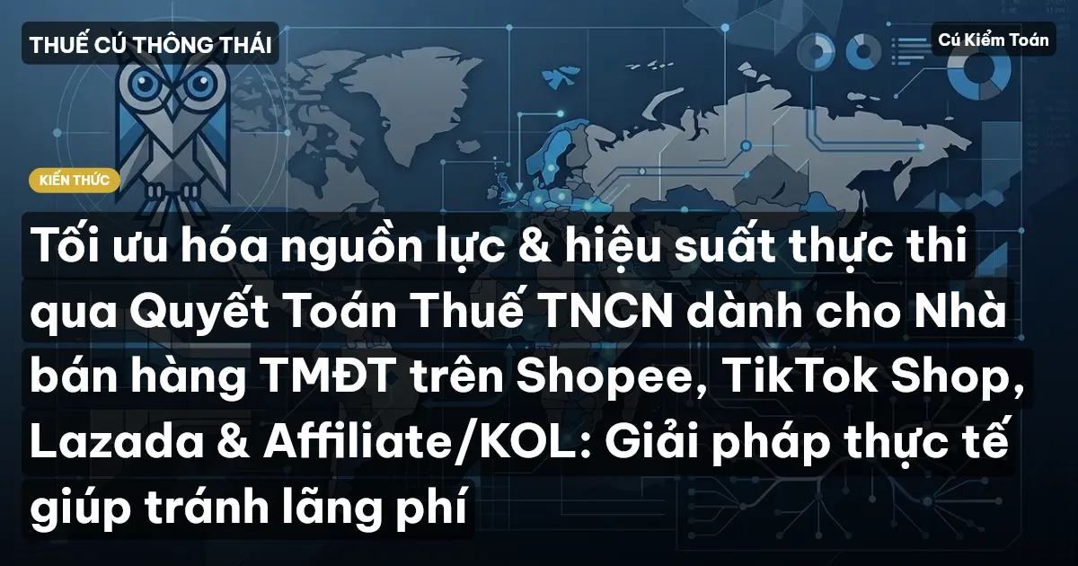 Tối ưu hóa nguồn lực & hiệu suất thực thi qua Quyết Toán Thuế TNCN dành cho Nhà bán hàng TMĐT trên Shopee, TikTok Shop, Lazada & Affiliate/KOL: Giải pháp thực tế giúp tránh lãng phí