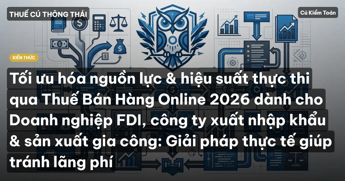 Tối ưu hóa nguồn lực & hiệu suất thực thi qua Thuế Bán Hàng Online 2026 dành cho Doanh nghiệp FDI, công ty xuất nhập khẩu & sản xuất gia công: Giải pháp thực tế giúp tránh lãng phí