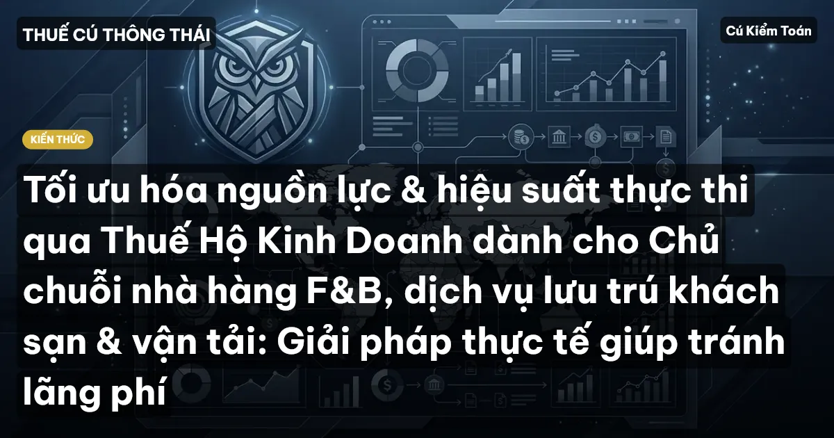 Tối ưu hóa nguồn lực & hiệu suất thực thi qua Thuế Hộ Kinh Doanh dành cho Chủ chuỗi nhà hàng F&B, dịch vụ lưu trú khách sạn & vận tải: Giải pháp thực tế giúp tránh lãng phí
