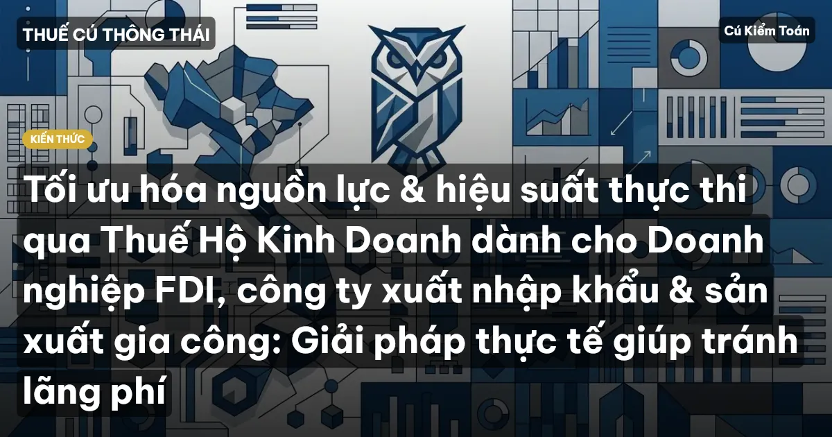 Tối ưu hóa nguồn lực & hiệu suất thực thi qua Thuế Hộ Kinh Doanh dành cho Doanh nghiệp FDI, công ty xuất nhập khẩu & sản xuất gia công: Giải pháp thực tế giúp tránh lãng phí