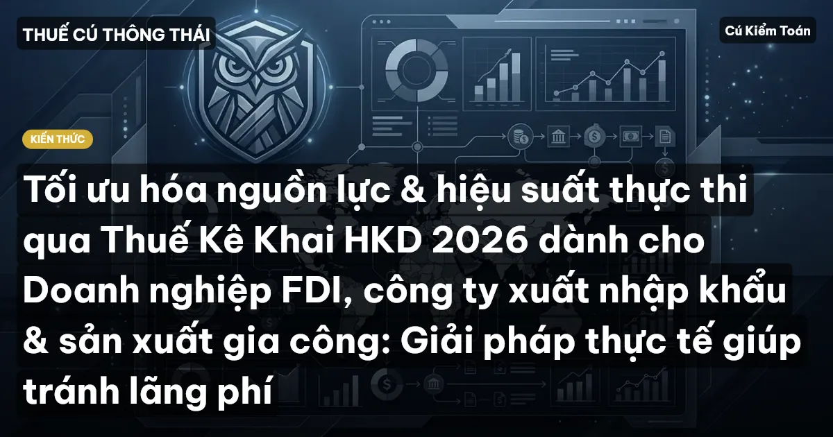 Tối ưu hóa nguồn lực & hiệu suất thực thi qua Thuế Kê Khai HKD 2026 dành cho Doanh nghiệp FDI, công ty xuất nhập khẩu & sản xuất gia công: Giải pháp thực tế giúp tránh lãng phí
