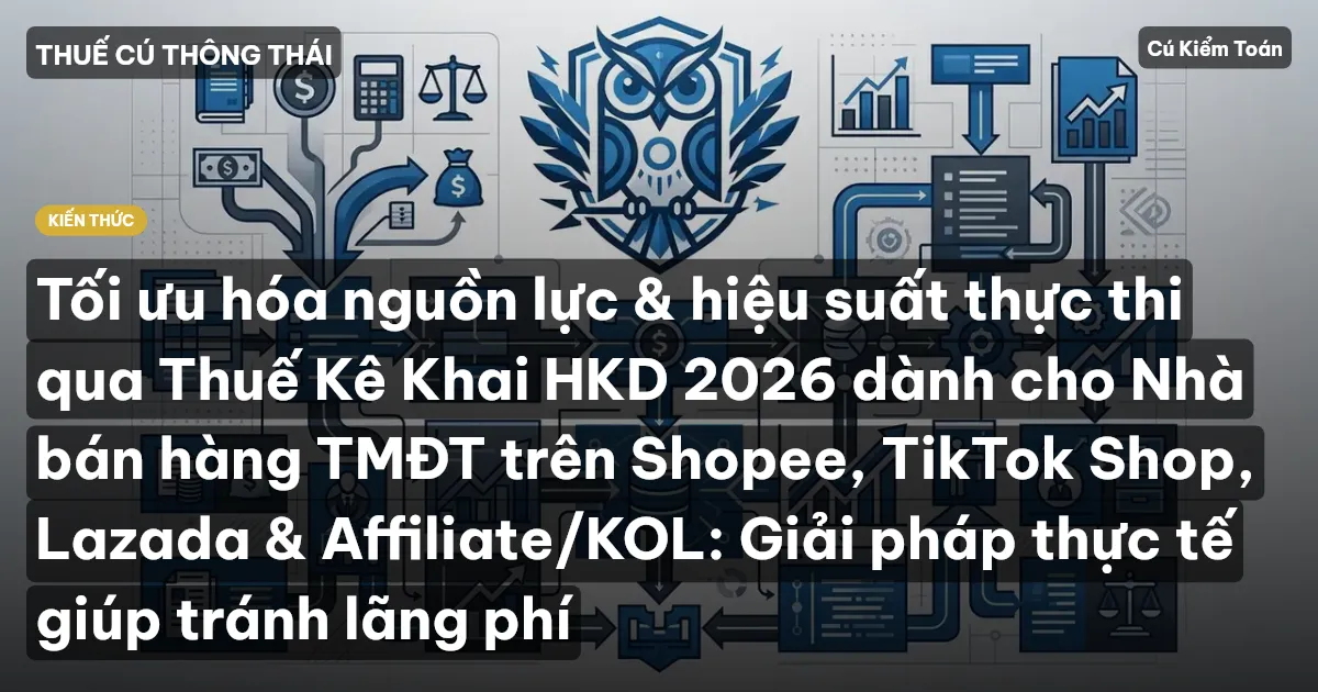Tối ưu hóa nguồn lực & hiệu suất thực thi qua Thuế Kê Khai HKD 2026 dành cho Nhà bán hàng TMĐT trên Shopee, TikTok Shop, Lazada & Affiliate/KOL: Giải pháp thực tế giúp tránh lãng phí