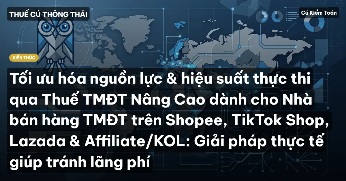 Tối ưu hóa nguồn lực & hiệu suất thực thi qua Thuế TMĐT Nâng Cao dành cho Nhà bán hàng TMĐT trên Shopee, TikTok Shop, Lazada & Affiliate/KOL: Giải pháp thực tế giúp tránh lãng phí