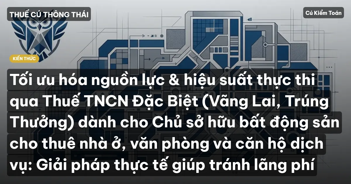 Tối ưu hóa nguồn lực & hiệu suất thực thi qua Thuế TNCN Đặc Biệt (Vãng Lai, Trúng Thưởng) dành cho Chủ sở hữu bất động sản cho thuê nhà ở, văn phòng và căn hộ dịch vụ: Giải pháp thực tế giúp tránh lãng phí