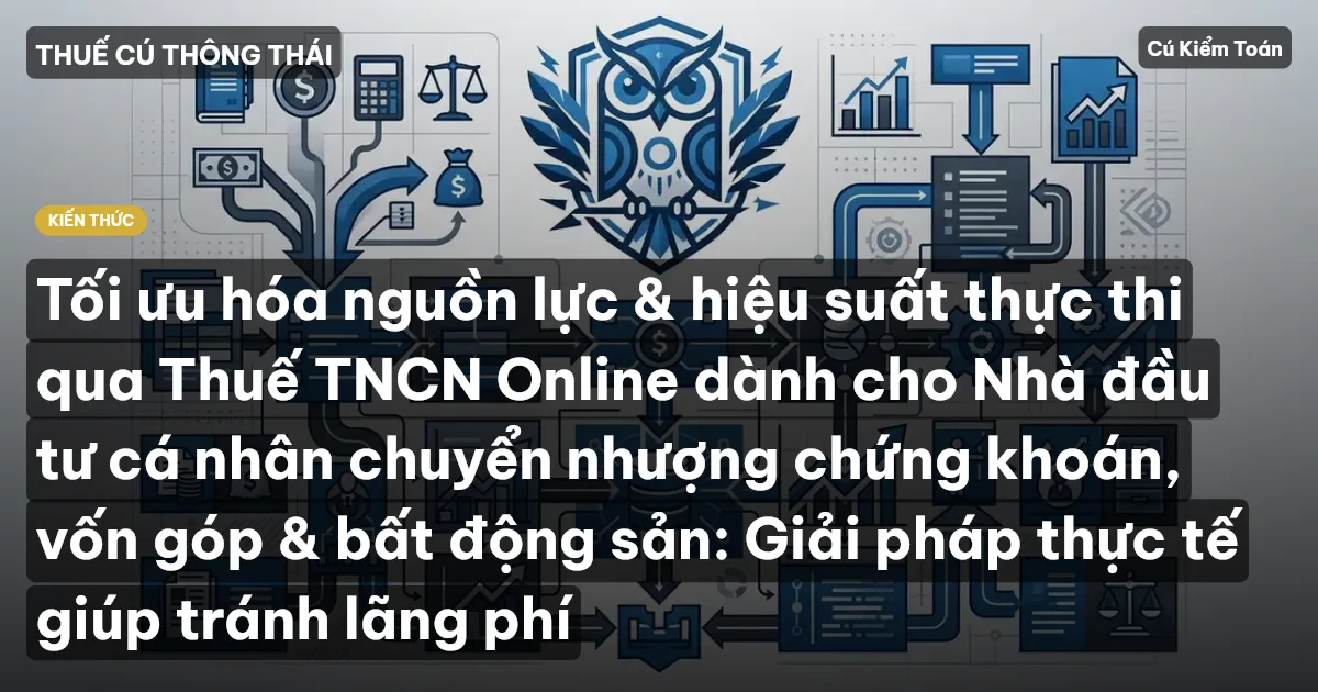 Tối ưu hóa nguồn lực & hiệu suất thực thi qua Thuế TNCN Online dành cho Nhà đầu tư cá nhân chuyển nhượng chứng khoán, vốn góp & bất động sản: Giải pháp thực tế giúp tránh lãng phí