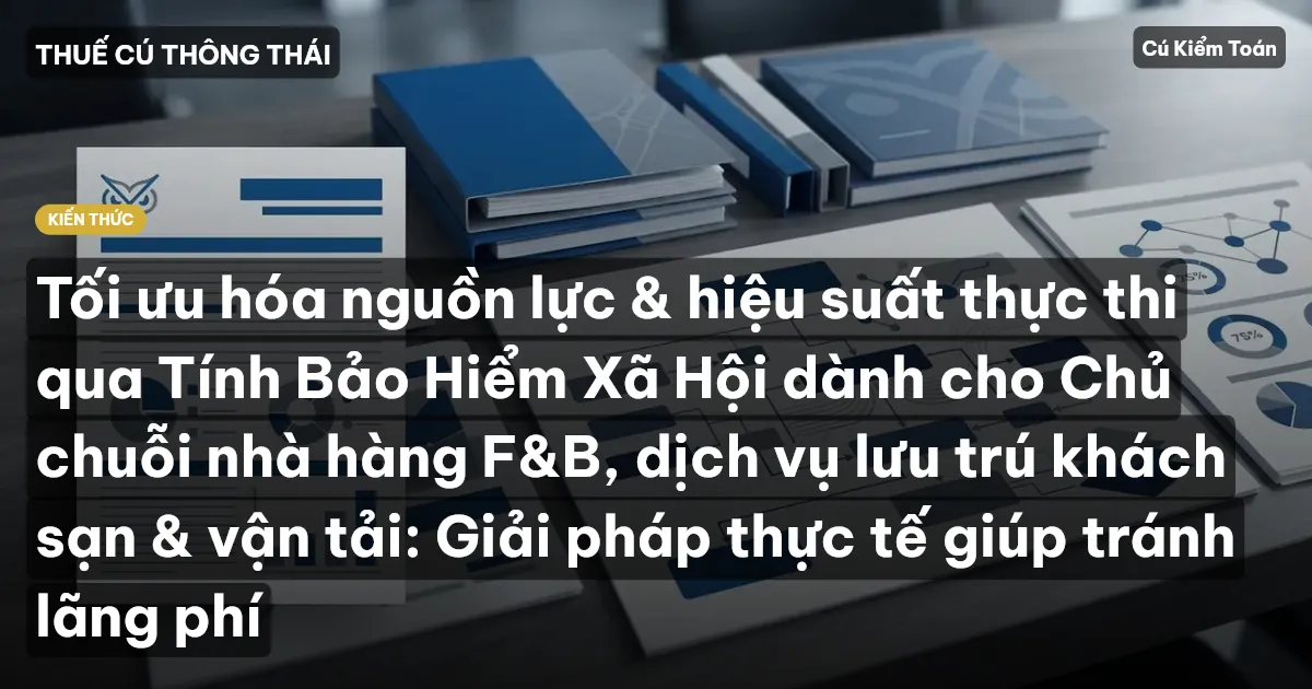 Tối ưu hóa nguồn lực & hiệu suất thực thi qua Tính Bảo Hiểm Xã Hội dành cho Chủ chuỗi nhà hàng F&B, dịch vụ lưu trú khách sạn & vận tải: Giải pháp thực tế giúp tránh lãng phí