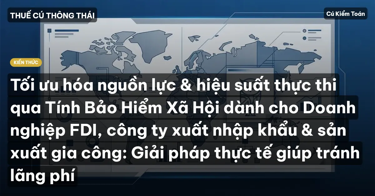 Tối ưu hóa nguồn lực & hiệu suất thực thi qua Tính Bảo Hiểm Xã Hội dành cho Doanh nghiệp FDI, công ty xuất nhập khẩu & sản xuất gia công: Giải pháp thực tế giúp tránh lãng phí
