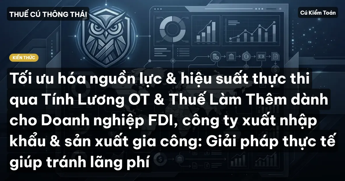 Tối ưu hóa nguồn lực & hiệu suất thực thi qua Tính Lương OT & Thuế Làm Thêm dành cho Doanh nghiệp FDI, công ty xuất nhập khẩu & sản xuất gia công: Giải pháp thực tế giúp tránh lãng phí