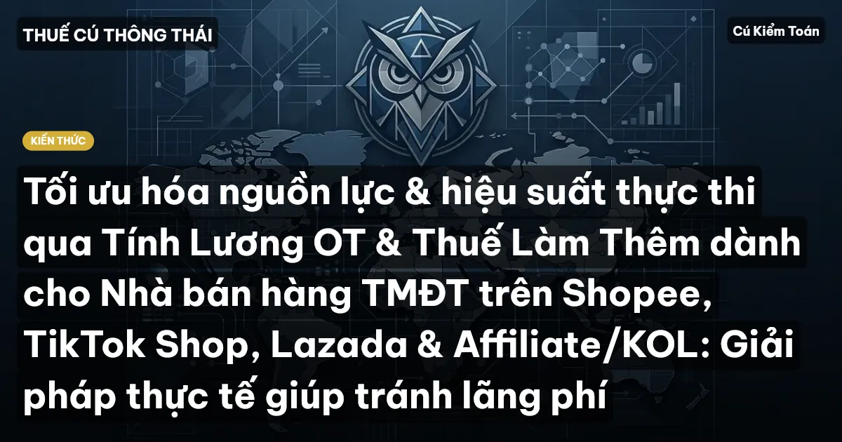 Tối ưu hóa nguồn lực & hiệu suất thực thi qua Tính Lương OT & Thuế Làm Thêm dành cho Nhà bán hàng TMĐT trên Shopee, TikTok Shop, Lazada & Affiliate/KOL: Giải pháp thực tế giúp tránh lãng phí